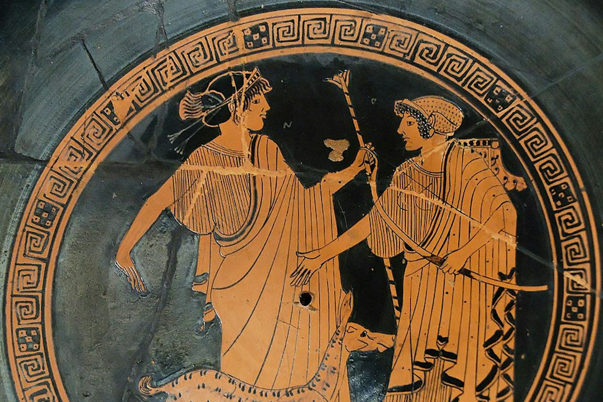 Vase painting of Apollo and Artemis