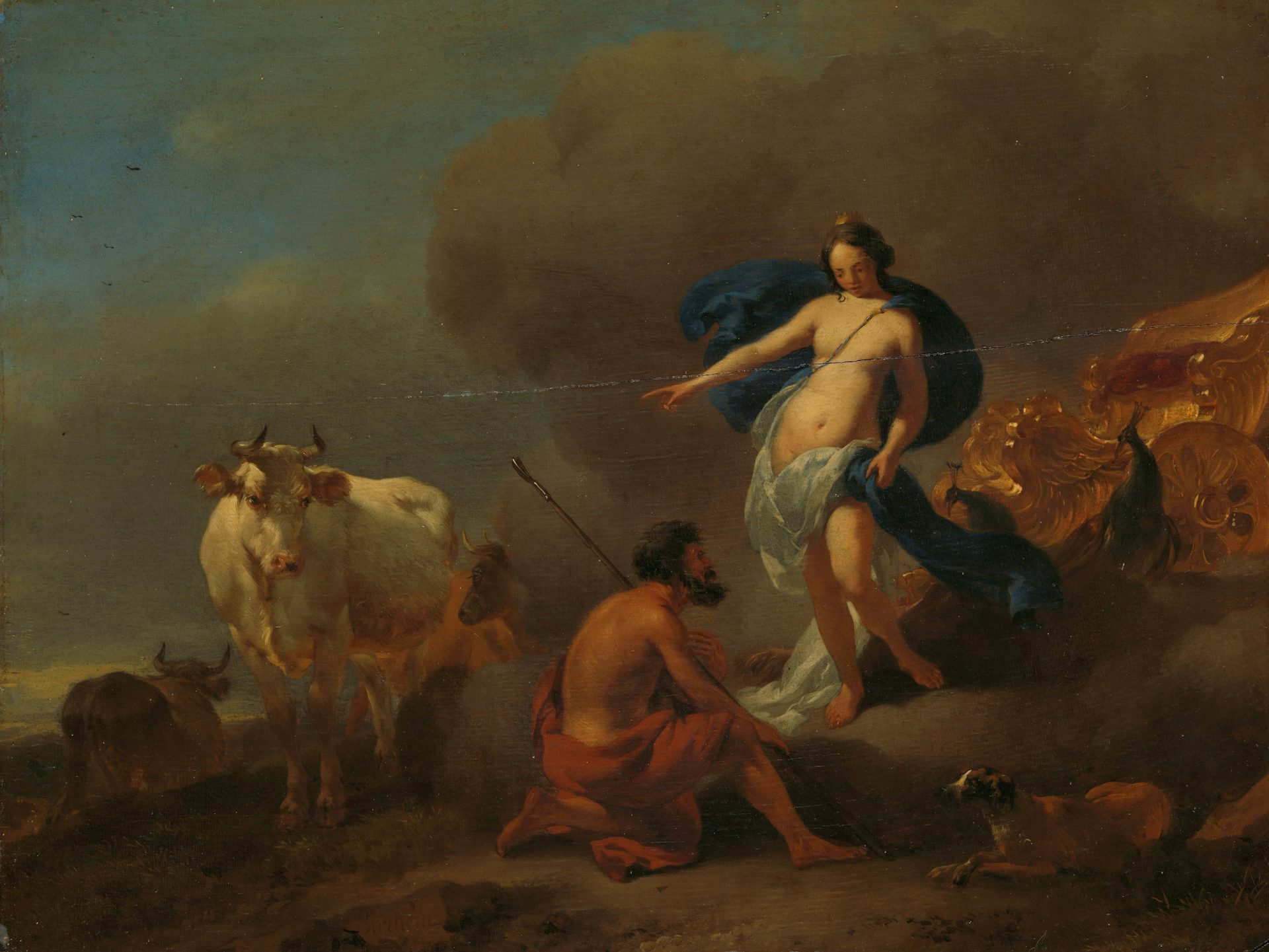 Juno Commanding Argus to Keep Watch on Io Nicolaes Berchem 1655-1683 Rijksmuseum