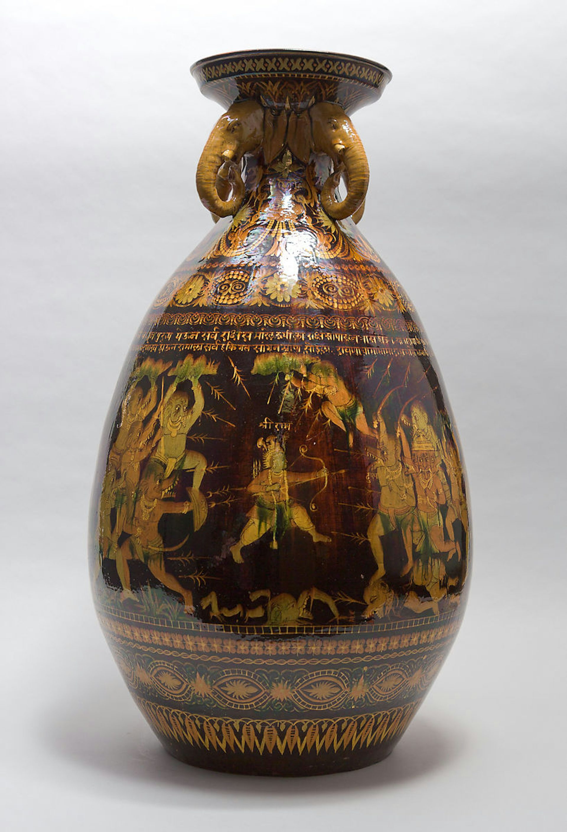 Vase Depicting Ravana Abducting Sita ca 1880