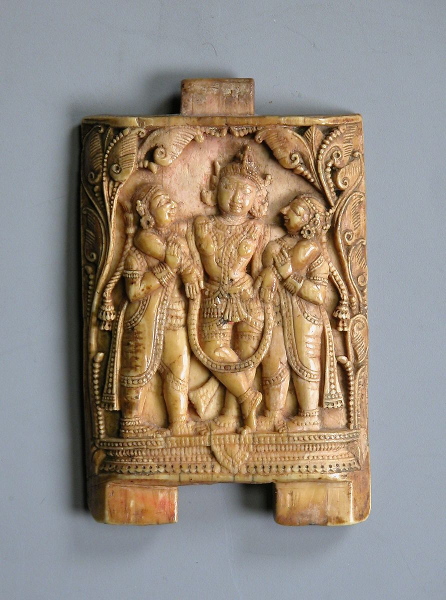 Ivory panel of Krishna and the gopis, ca 17th century.
