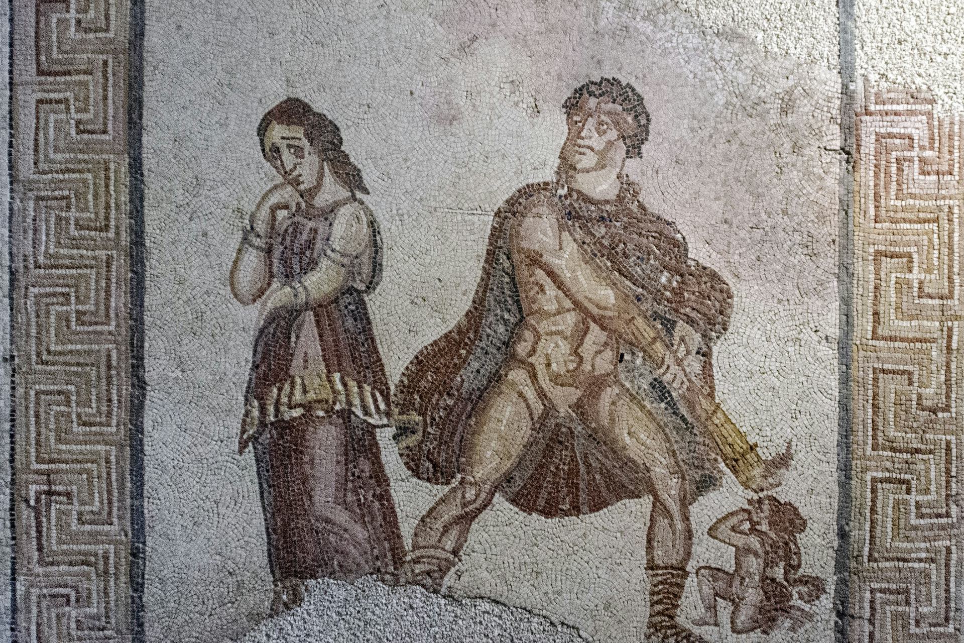 Mosaic showing the madness of Heracles