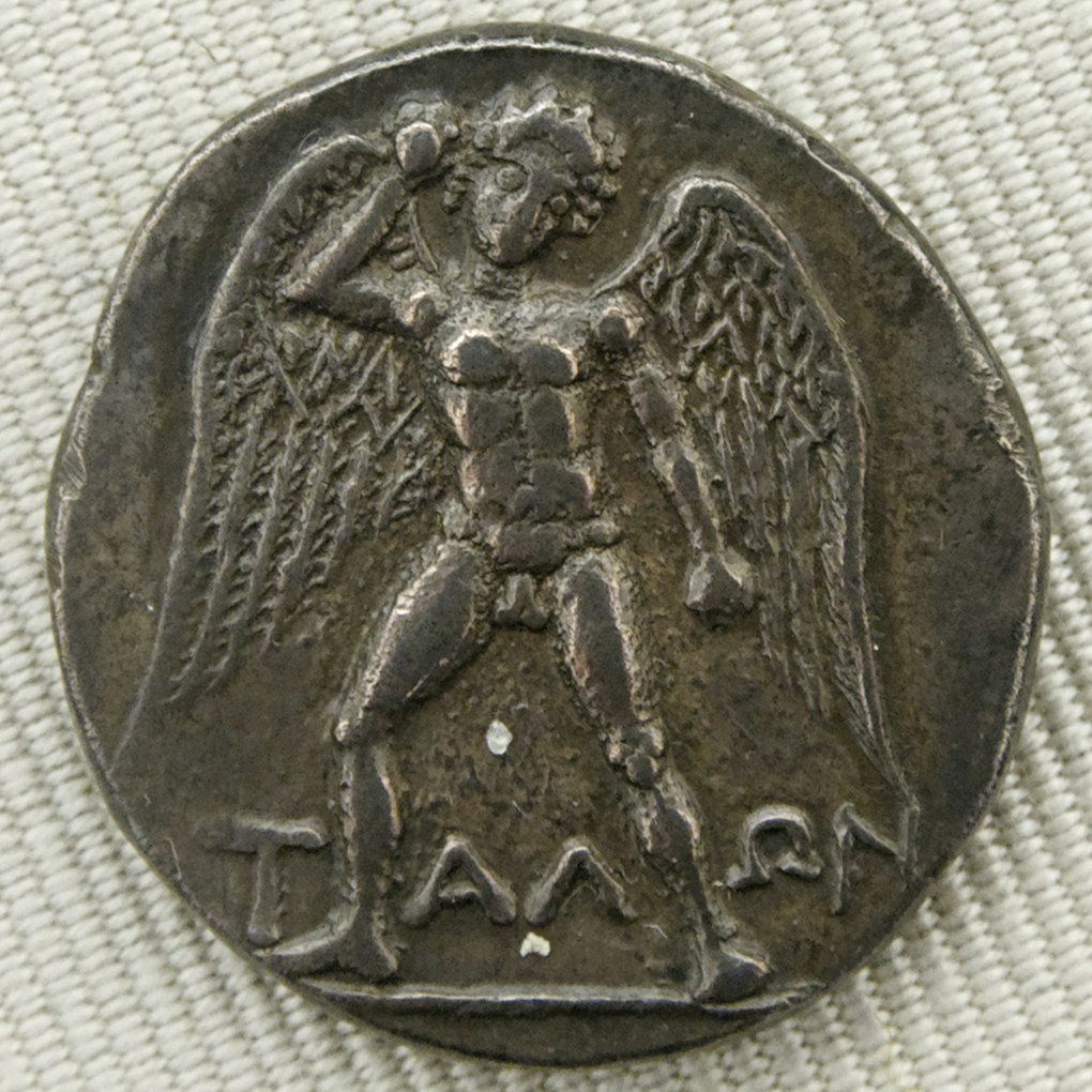 Talos silver didrachm coin from Phaestos Crete circa 300 or 280-270 BCE