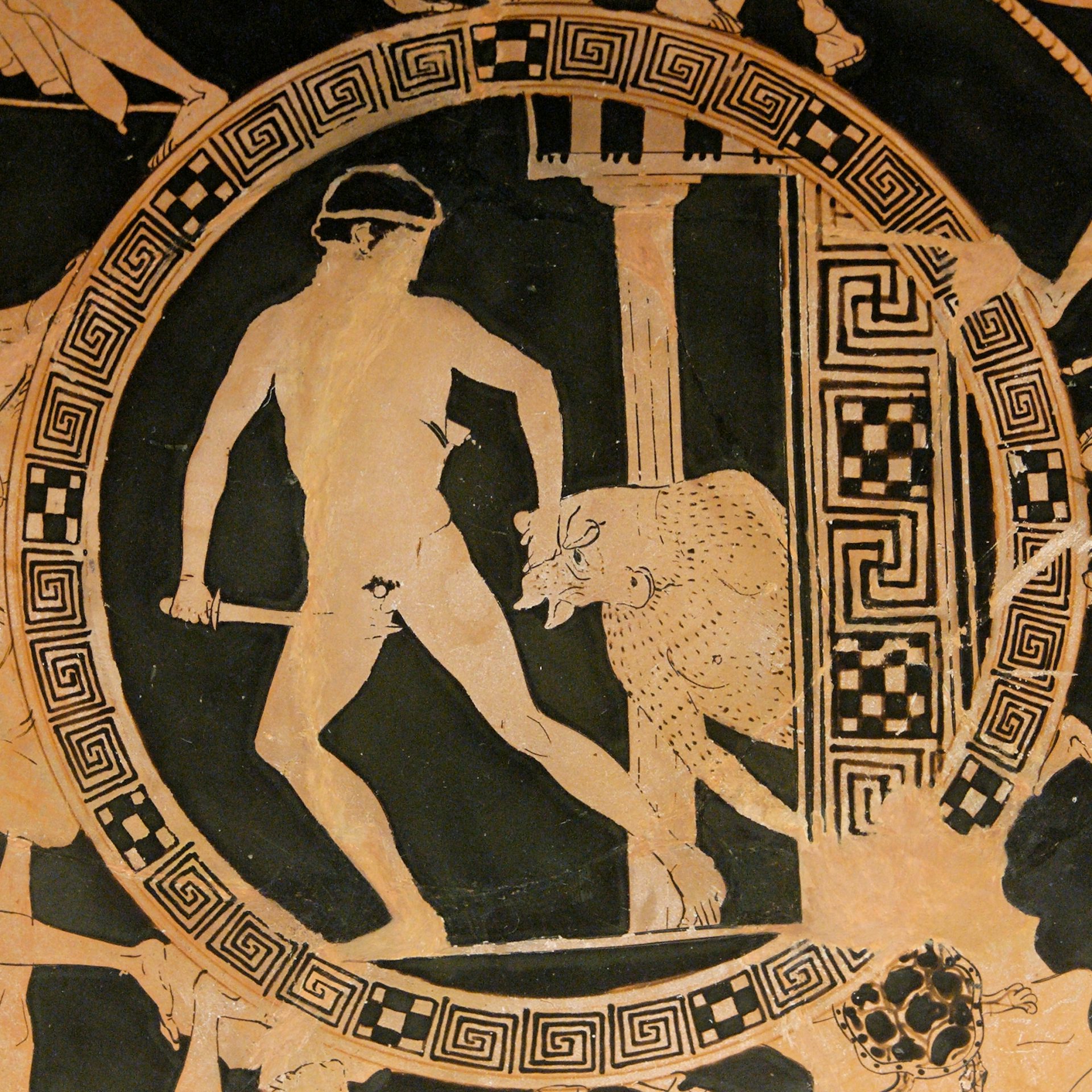 Vase painting of Theseus and the Minotaur