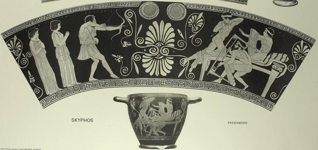 Odysseus slays the suitors of his wife Penelope (Skyphos pot)