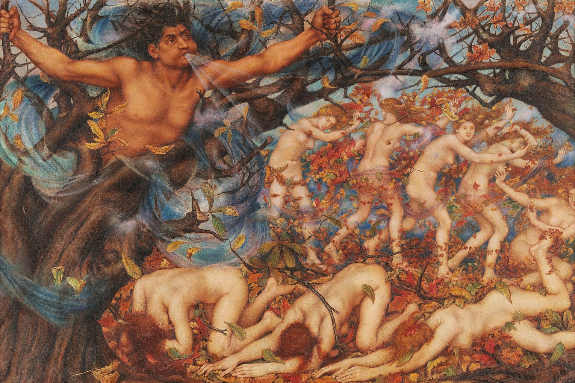 Boreas and the Fallen Leaves by Evelyn De Morgan