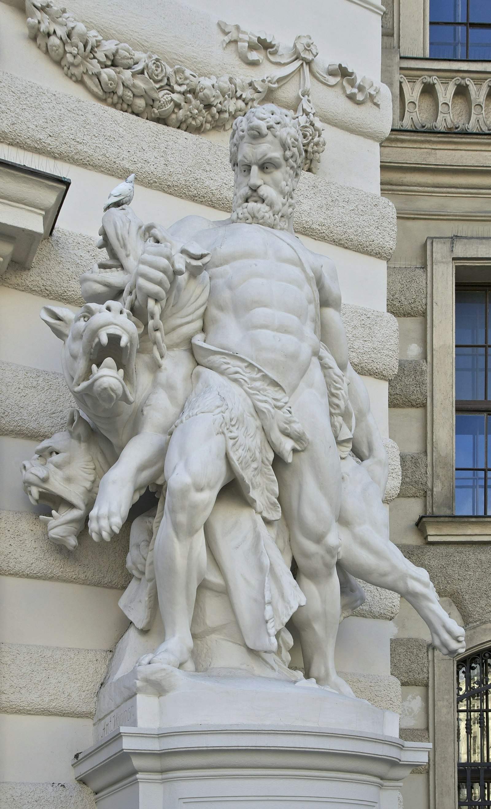 Hercules and Cerberus statue by Antonin Pavel Wagner