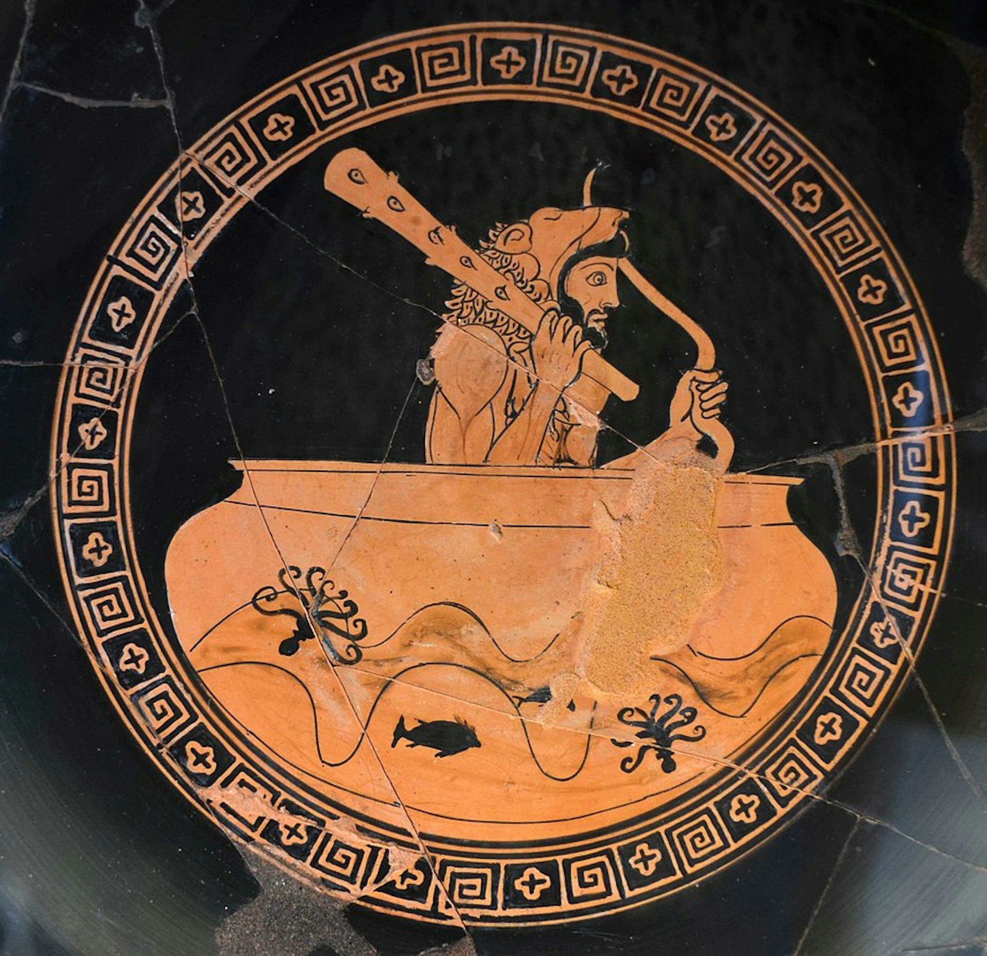 Heracles on the sea in the bowl of Helios