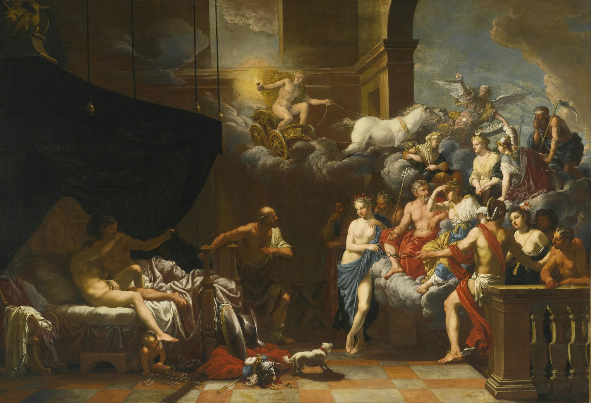 Vulcan Surprising Venus and Mars in Bed before an Assembly of the Gods by Johann Heiss