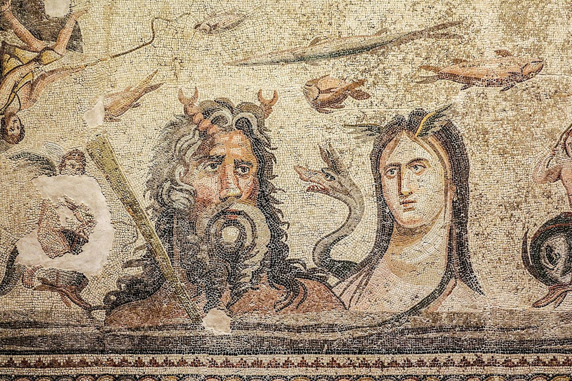 Detail from a mosaic depicting Oceanus and Tethys