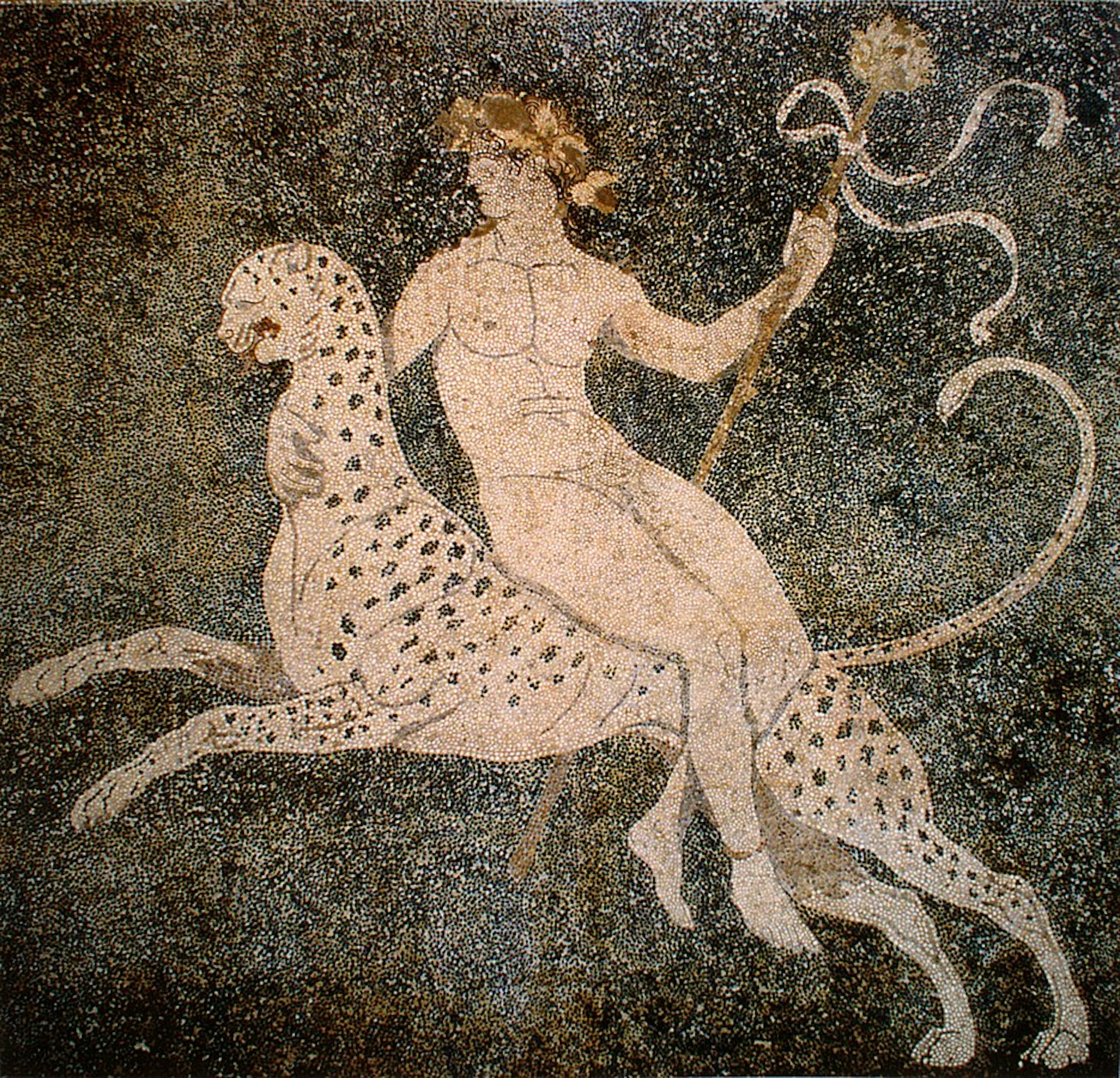 Dionysos on a leopard Pella Greece