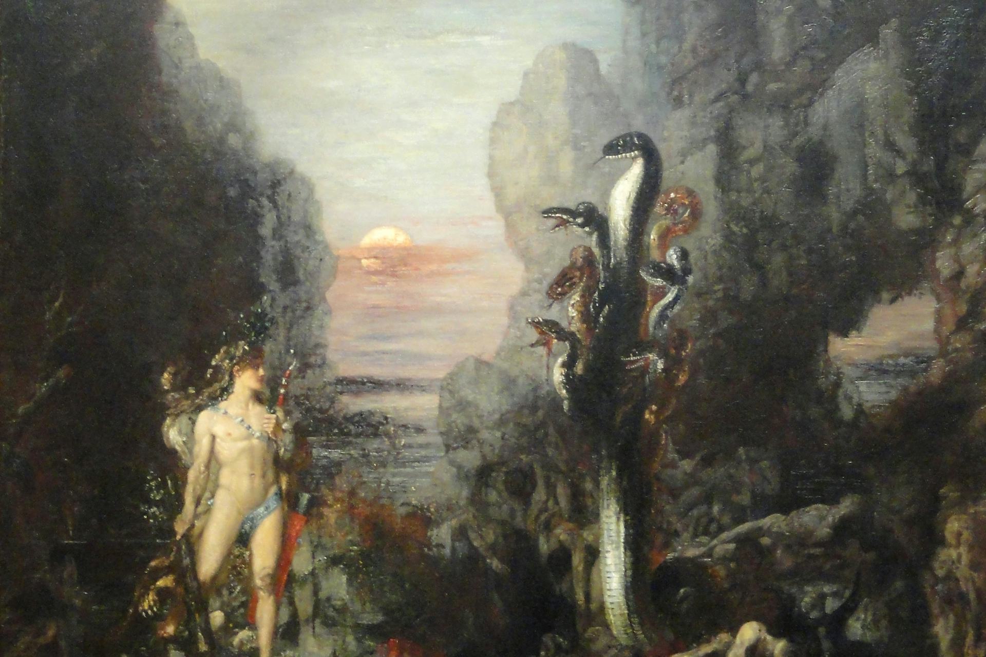 Hercules and the Lernaean Hydra by Gustav Moreau (1875-1876)