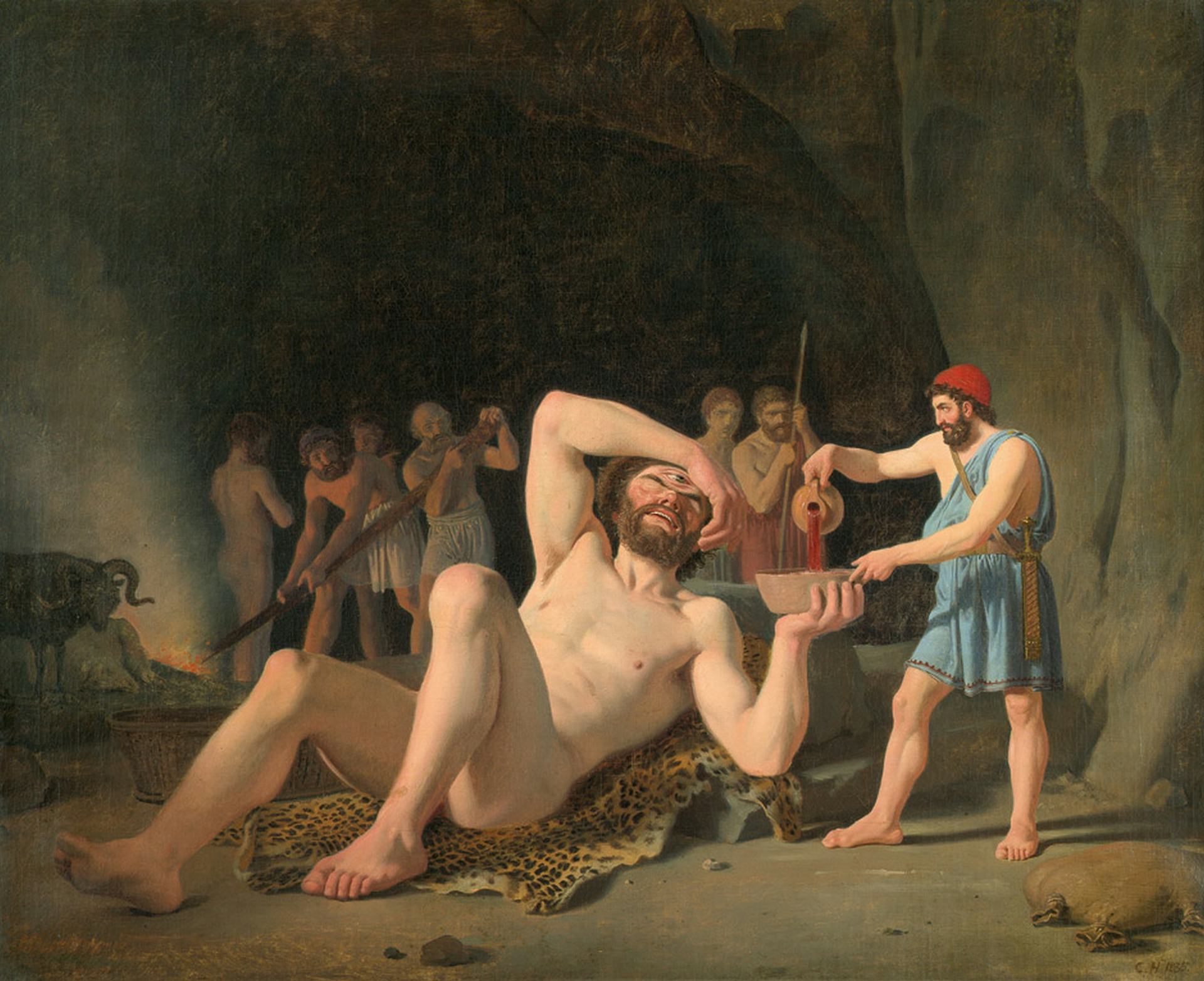 Ulysses in the cave of the Cyclops Polyphemus by Constantin Hansen (ca. 1835)