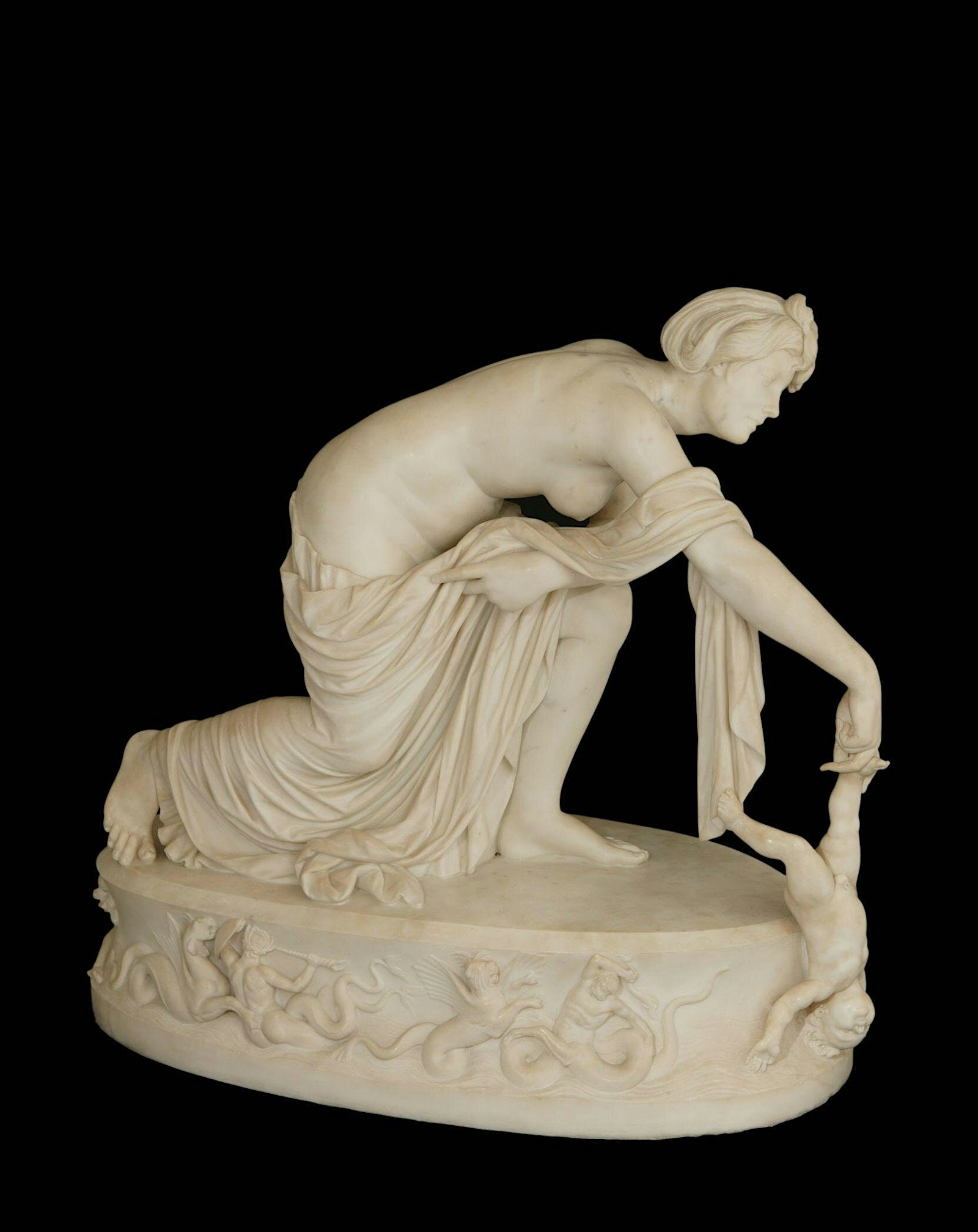 Thetis dipping Achilles in the River Styx marble sculpture by Thomas Banks-1789