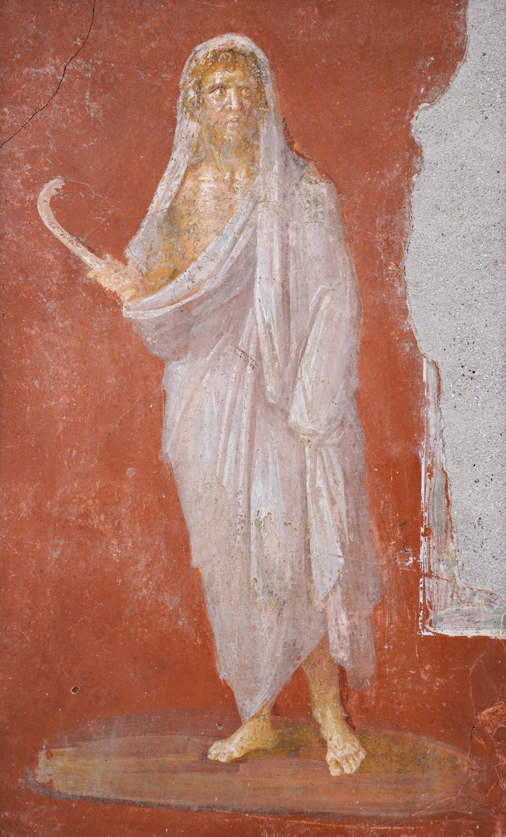 Saturn holding scythe fresco, Pompeii