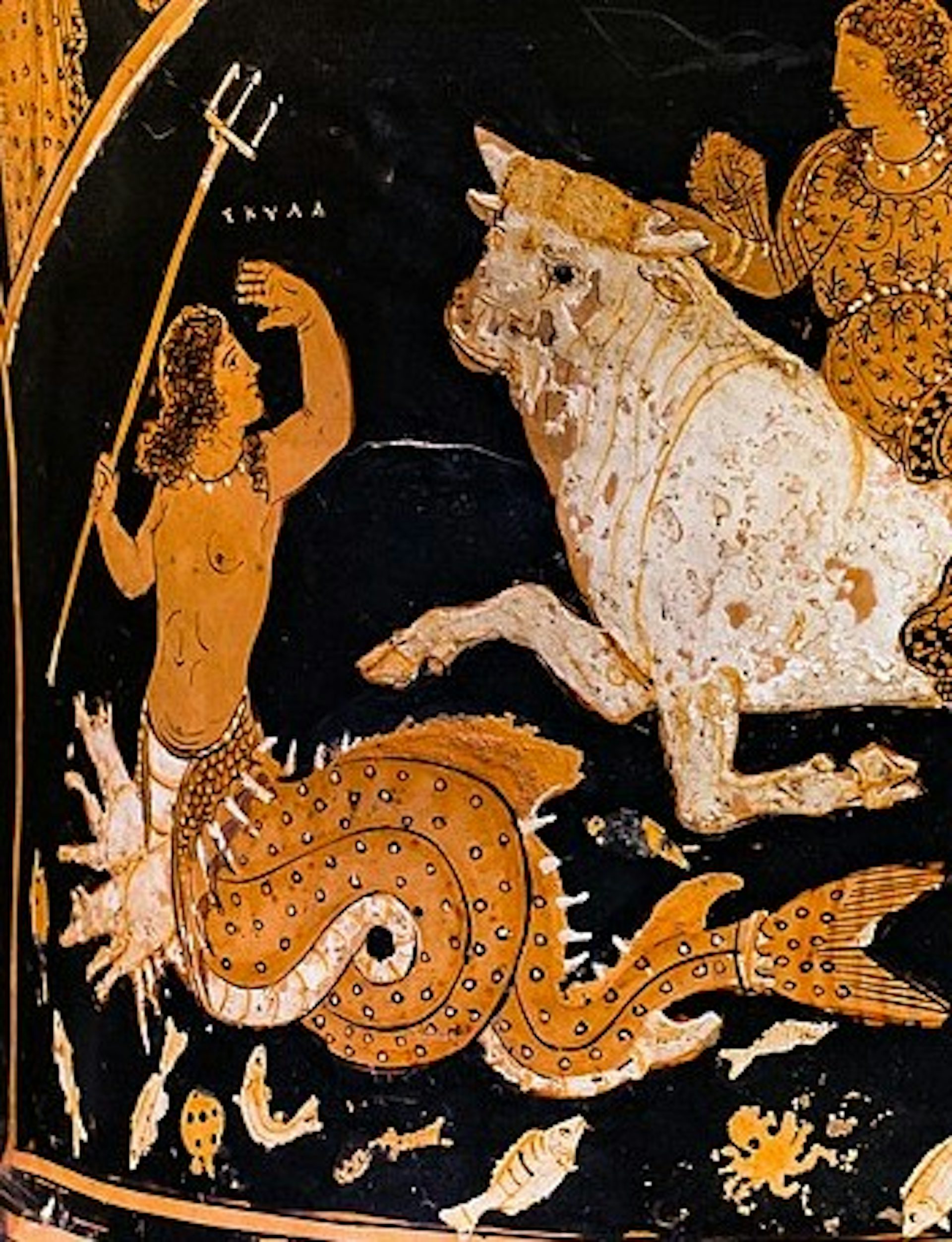 Asteas - Europa on the bull - Dionysos with satyrs and maenads and Pan - Montesarchio 