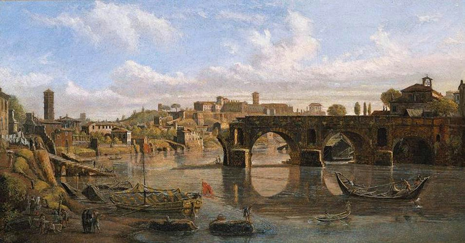 Rome: View of the River Tiber with the Ponte Rotto and the Aventine Hill by Gaspar van Wittel