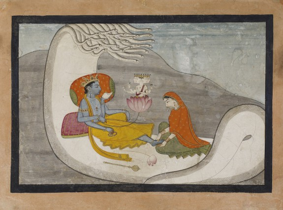 Vishnu Reclining With Lakshmi and Brahma ca 1800 CE