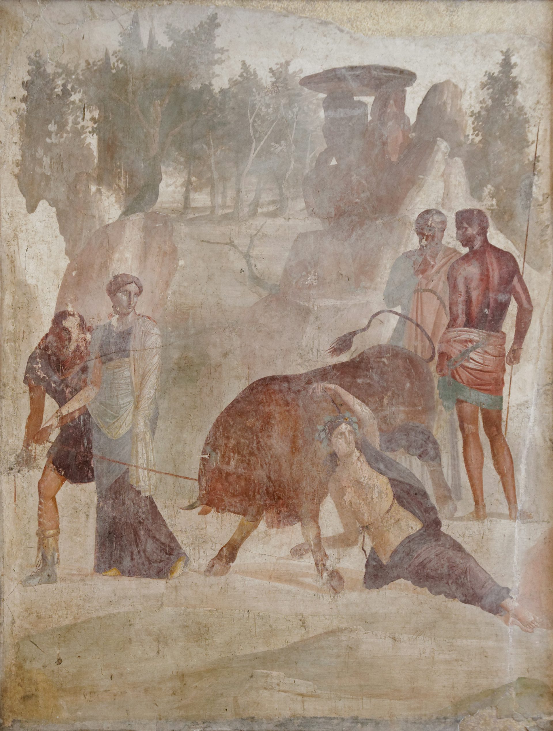 Fresco of Amphion and Zethus punishing Dirce