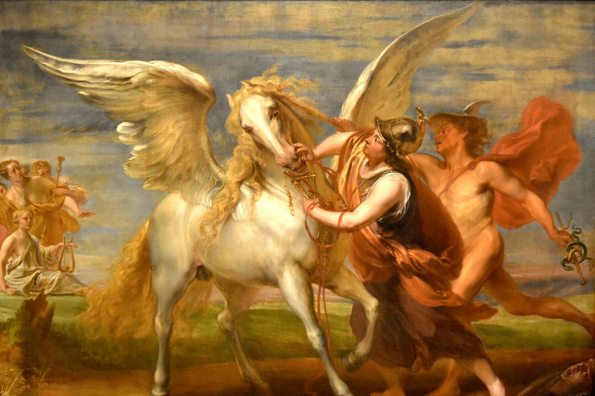 Minerva restrains Pegasus with the help of Mercury by Jan Boeckhorst (ca. 1650–54)