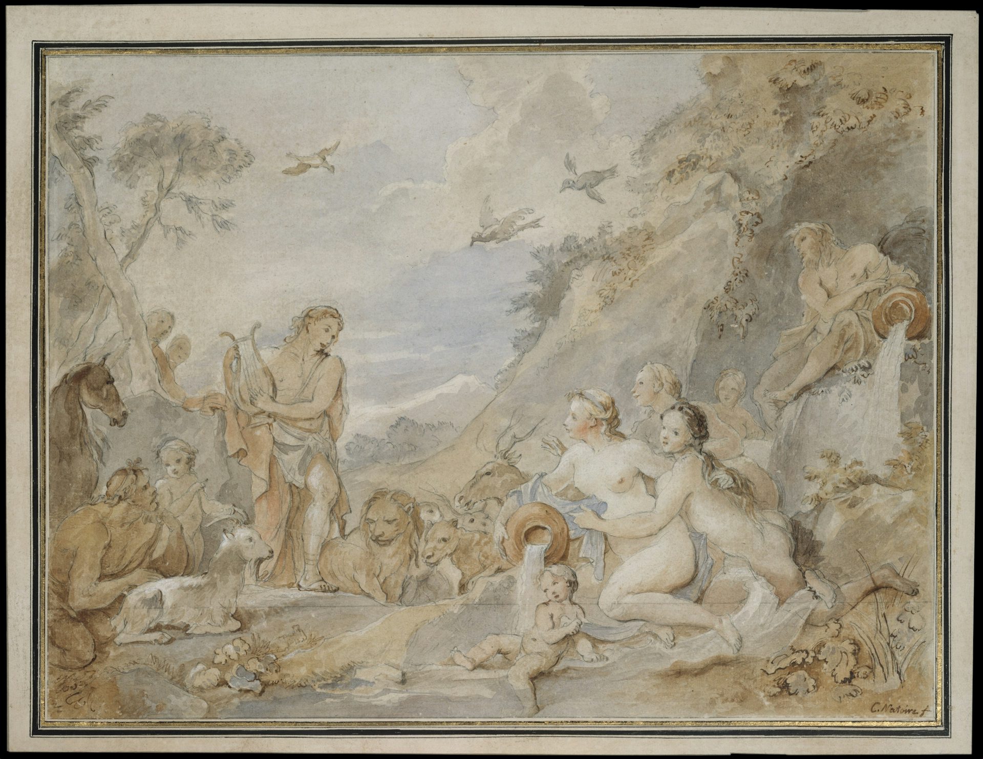Orpheus Charming the Nymphs, Dryads, and Animals by Charles Joseph Natoire