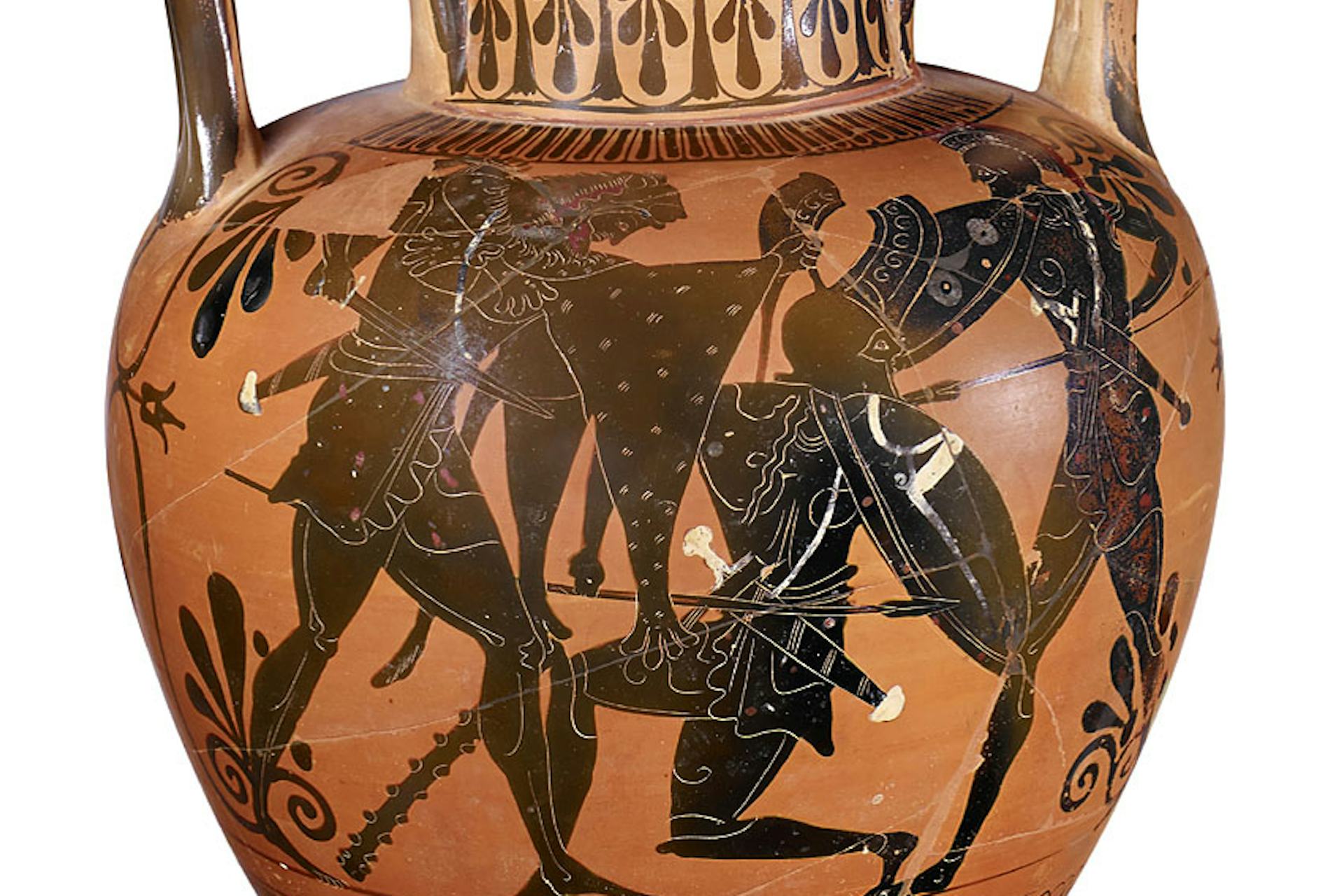 Vase painting of Heracles and Iolaus fighting Cycnus