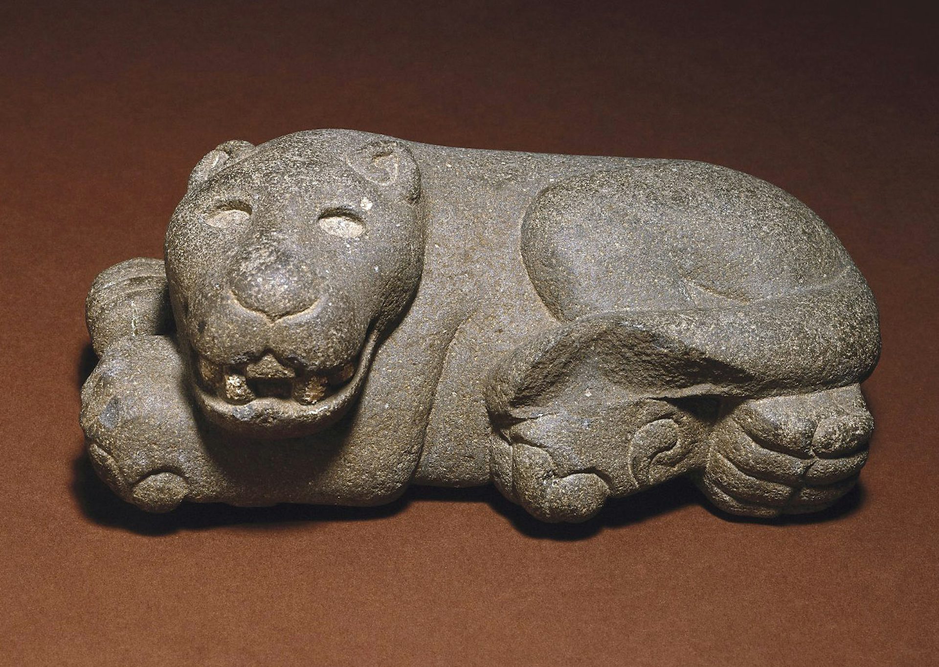 Reclining Jaguar Volcanic Stone Brooklyn Museum