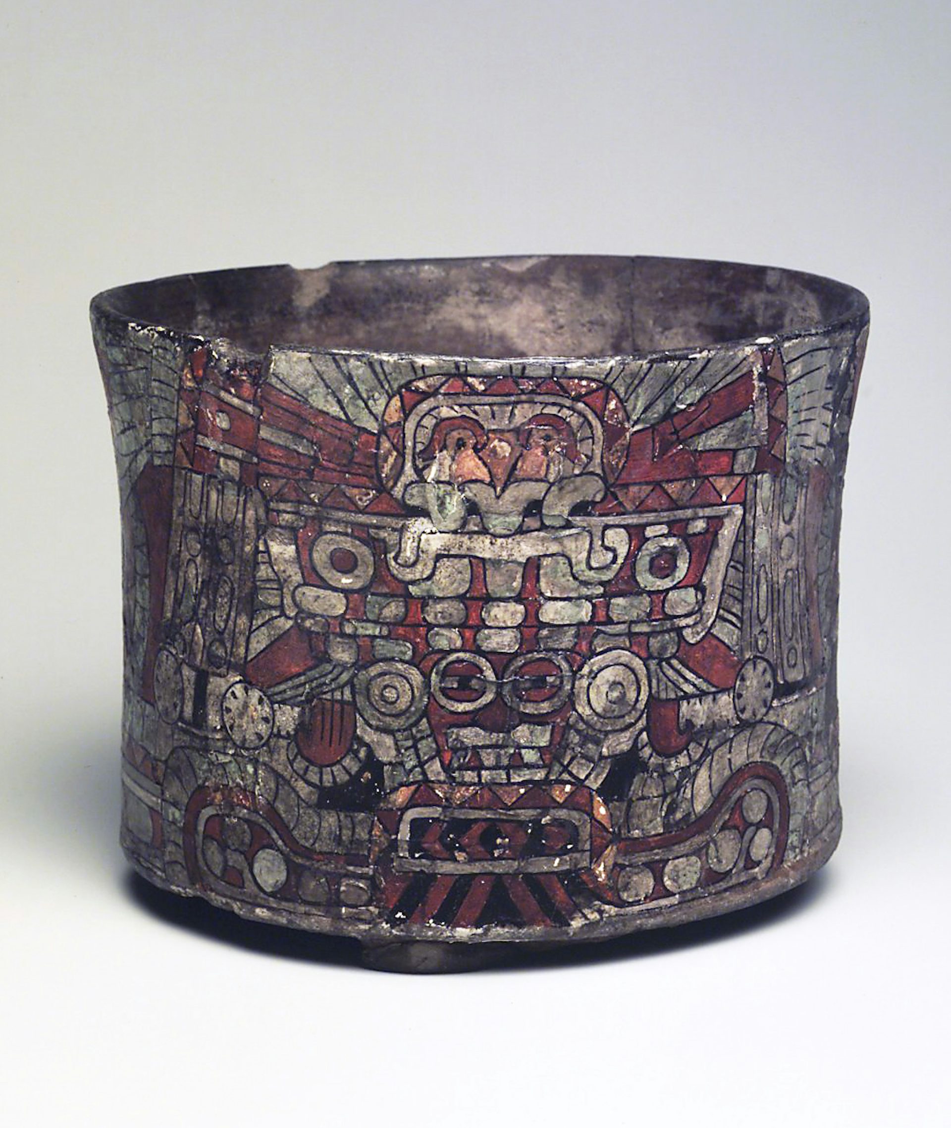 Cylindrical Tripod Vessel Featuring Tlaloc Brooklyn Museum