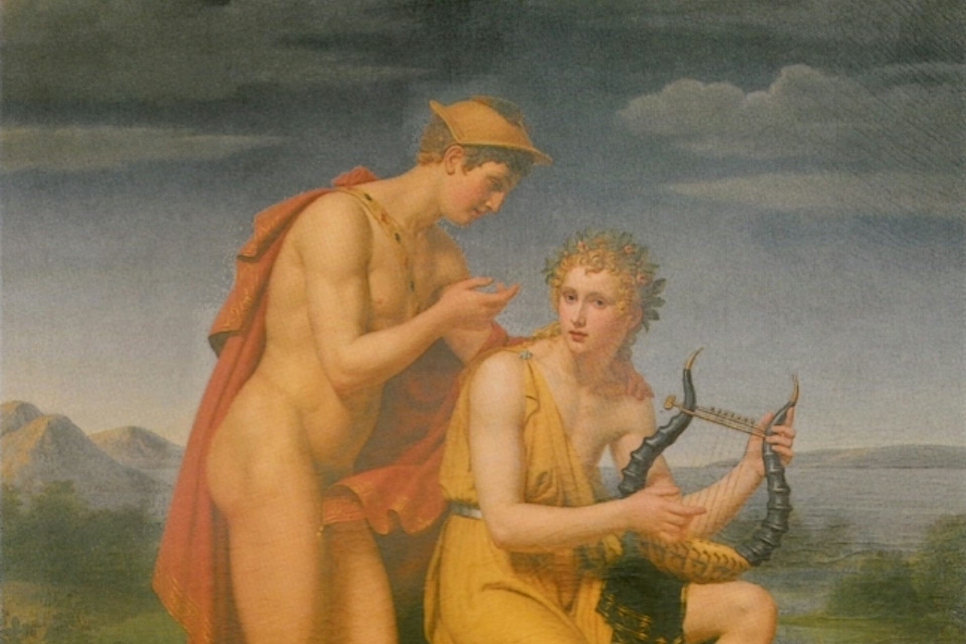 Mercury Teaches Amphion the Lyre by Jean Vignaud