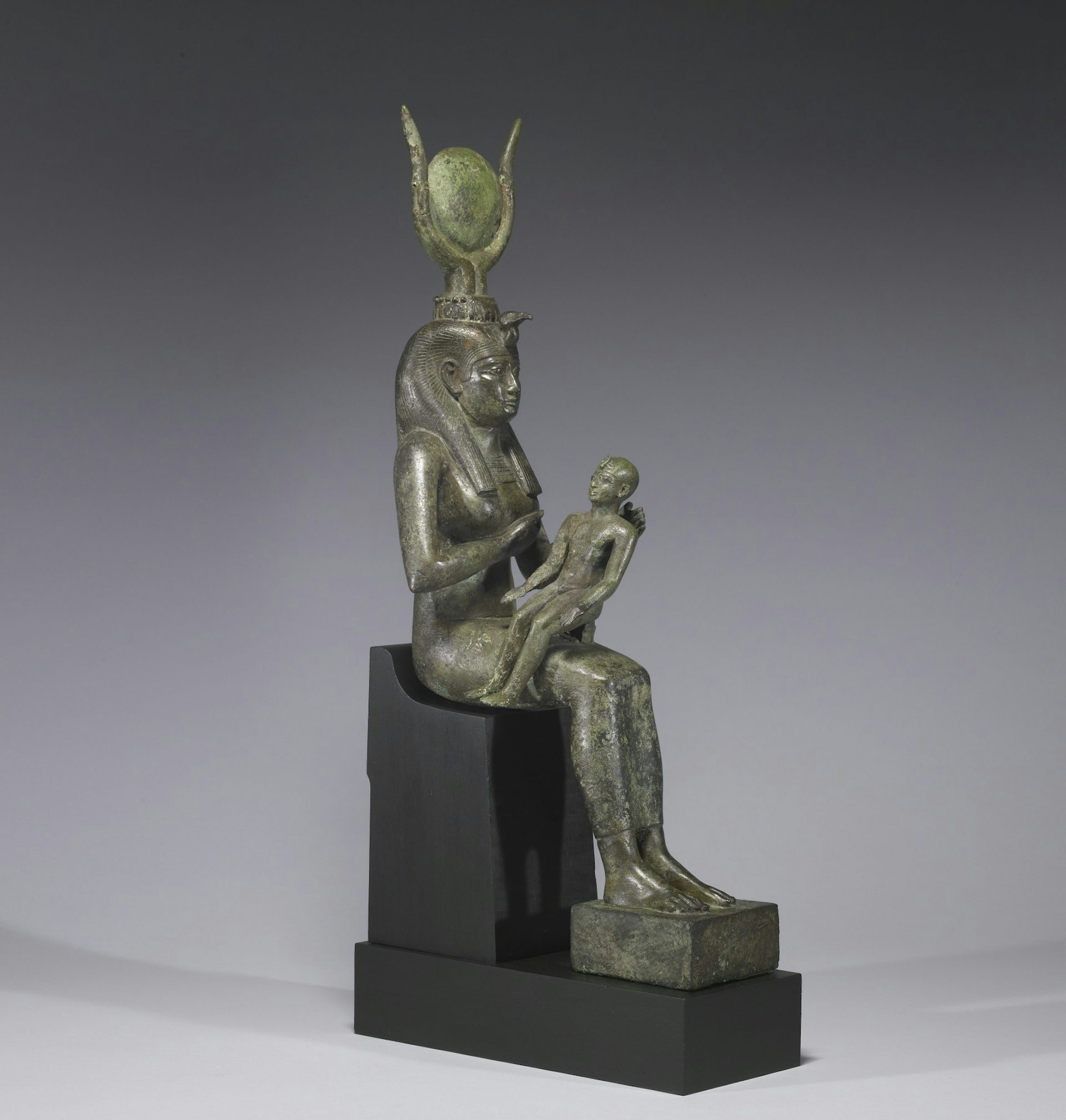 bronze statuette of Isis nursing Horus