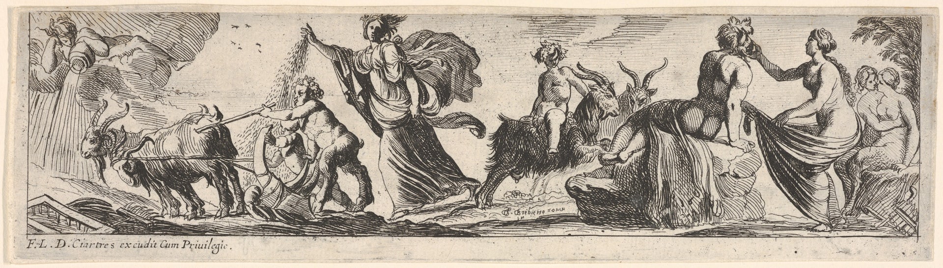 Ceres Sows Seeds and Walks behind a Goat-Drawn Plough by Pierre Brebiette
