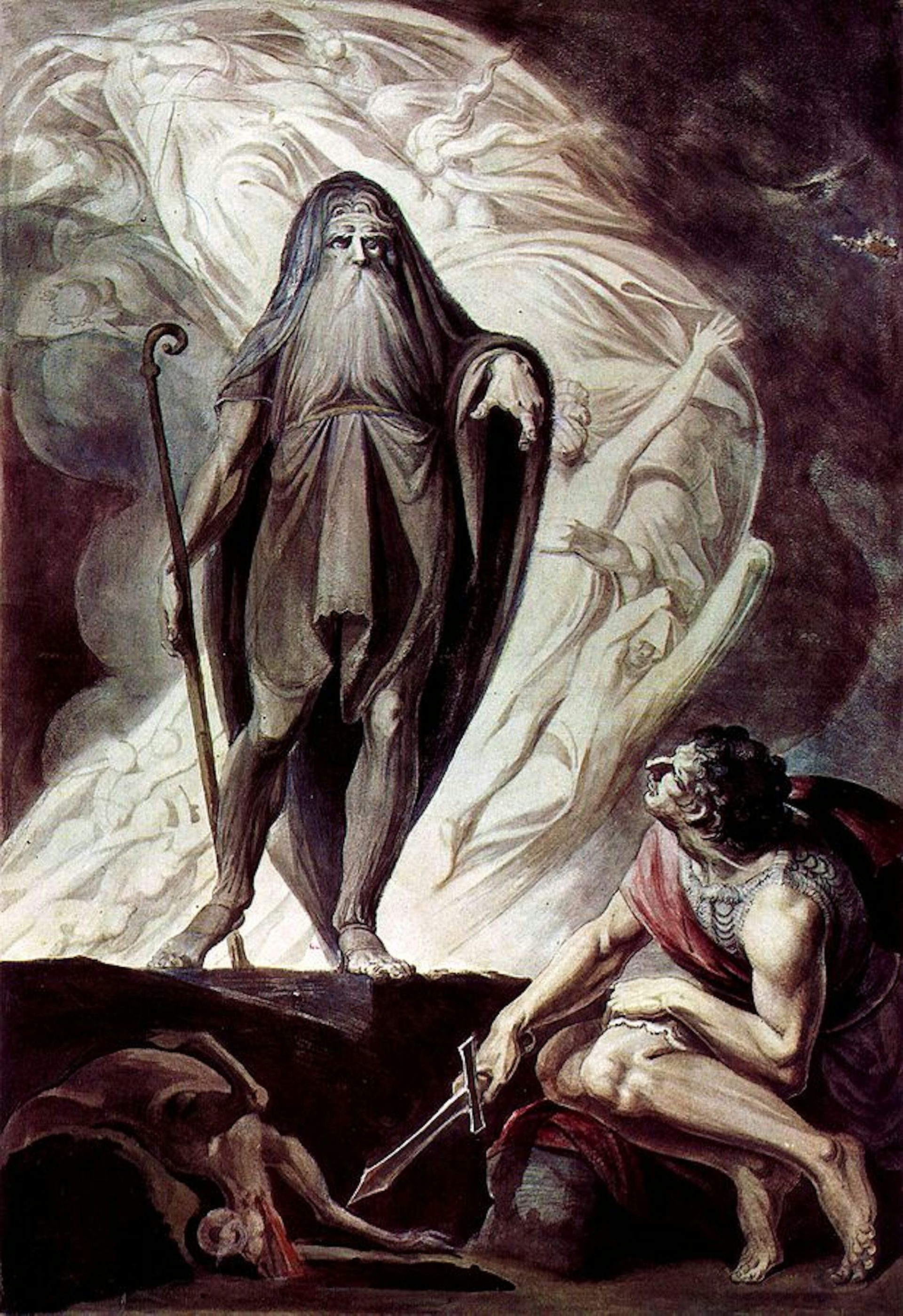 Tiresias Appearing to Odysseus by Henry Fuseli (1780–1785).