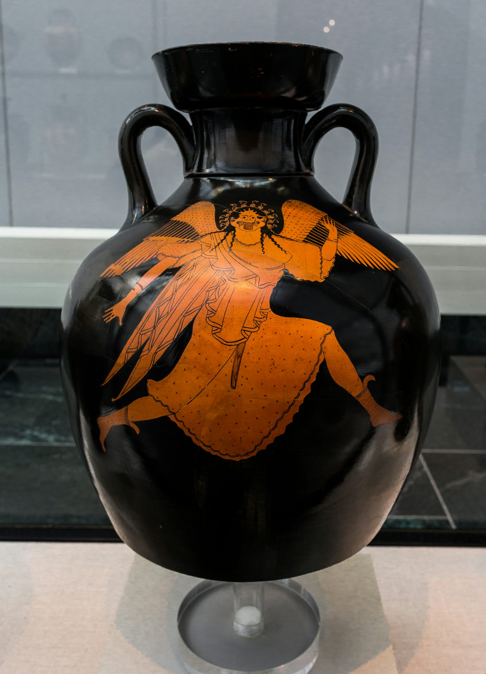 Vase painting of a running Gorgon by the Berlin Painter