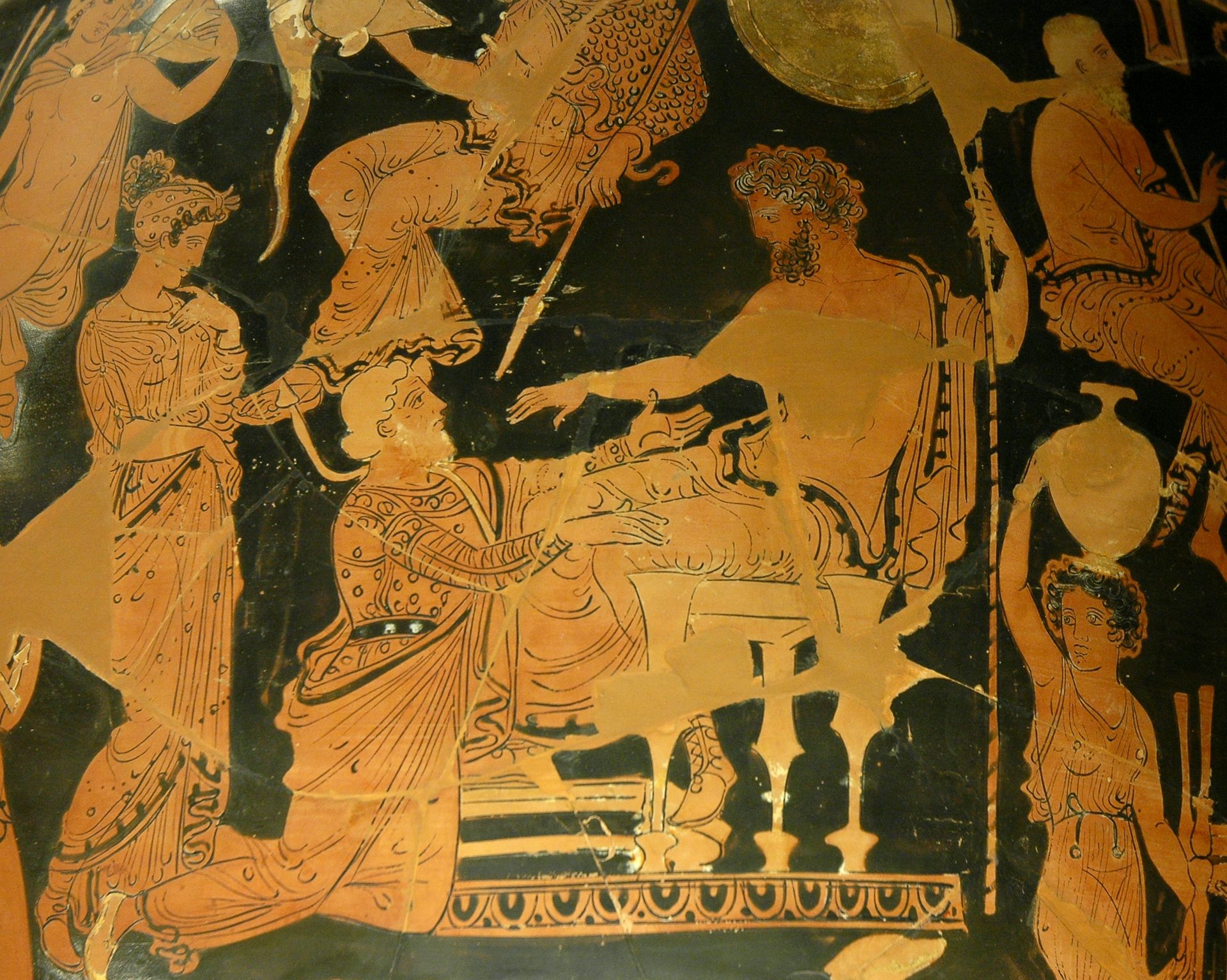 Vase painting of Chryses trying to ransom his daughter Chryseis from Agamemnon by the Painter of Athens 1714