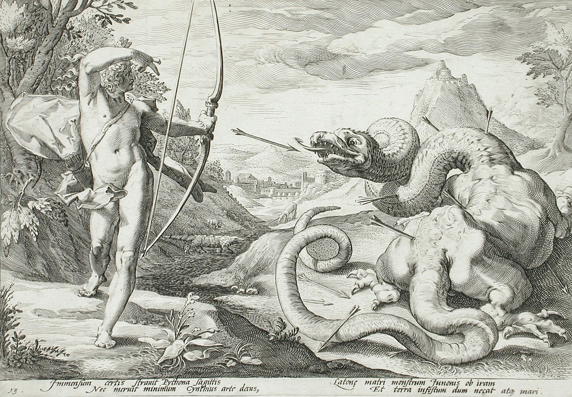 Apollo Killing the Python by Hendrik Goltzius